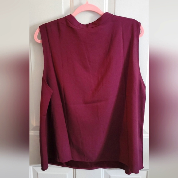 Ann Taylor Maroon High Neck Button Style Sleeveless Blouse - Picture 3 of 4